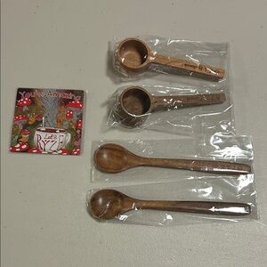 Ryze Wooden Coffee Scoops & Spoons Set in Brown, four in total